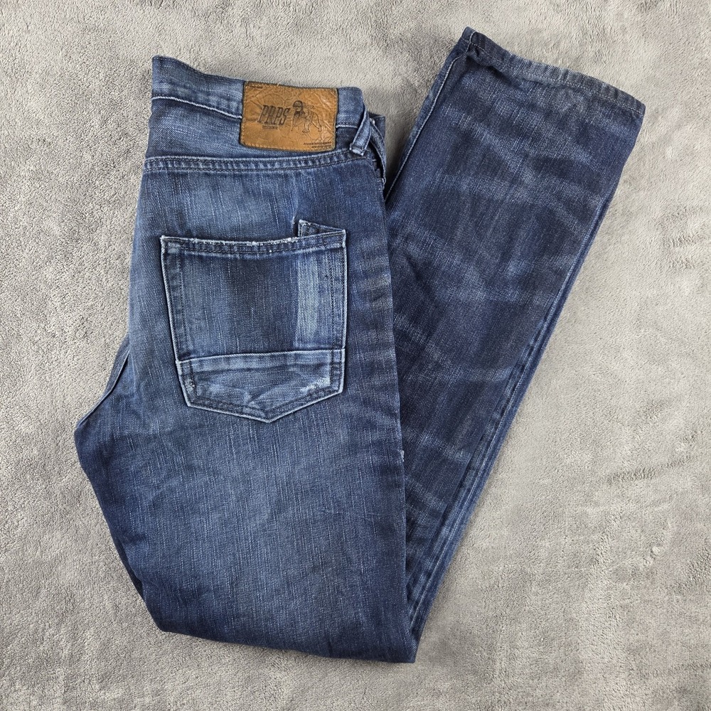 PRPS Demon Slim Fit Straight Leg Button Fly Dark Wash Jeans Mens 31x33.5
